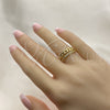 Anillo Multi Piedra 01.341.0023 Oro Laminado, Diseño de Cubana, con Blanca Micro Pave, Pulido, Tono Dorado (One size fits all)