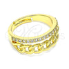 Anillo Multi Piedra 01.341.0023 Oro Laminado, Diseño de Cubana, con Blanca Micro Pave, Pulido, Tono Dorado (One size fits all)