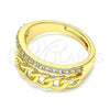 Anillo Multi Piedra 01.341.0023 Oro Laminado, Diseño de Cubana, con Blanca Micro Pave, Pulido, Tono Dorado (One size fits all)