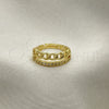 Anillo Multi Piedra 01.341.0023 Oro Laminado, Diseño de Cubana, con Blanca Micro Pave, Pulido, Tono Dorado (One size fits all)