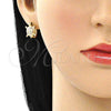 Argolla Huggie 02.210.0459.12 Oro Laminado, Diseño de Tortuga, con Negro Micro Pave and Blanca Zirconia Cubica, Pulido, Tono Dorado