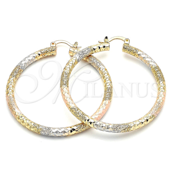 Argolla Grande 02.170.0242.1.50 Oro Laminado, Diamantado, Tres Tonos