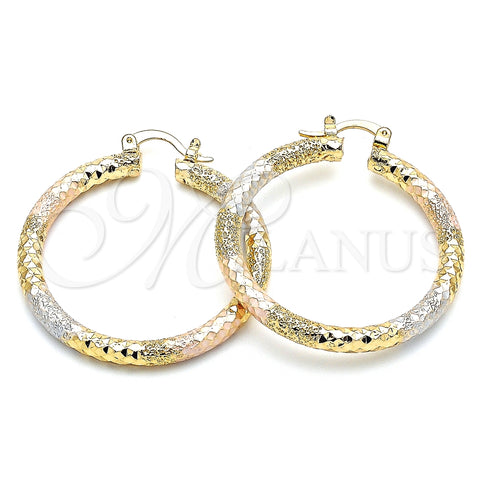 Argolla Mediana 02.170.0242.1.40 Oro Laminado, Diamantado, Tres Tonos