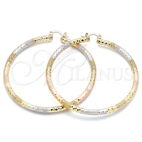 Argolla Extra Grande 02.170.0242.1.70 Oro Laminado, Diamantado, Tres Tonos