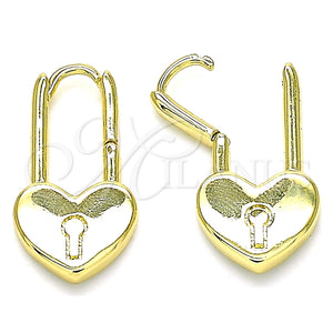 Argolla Huggie 02.362.0001.10 Oro Laminado, Diseño de Candado y Corazón, Pulido, Tono Dorado