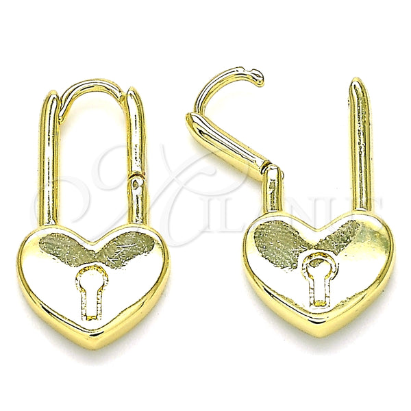 Argolla Huggie 02.362.0001.10 Oro Laminado, Diseño de Candado y Corazón, Pulido, Tono Dorado