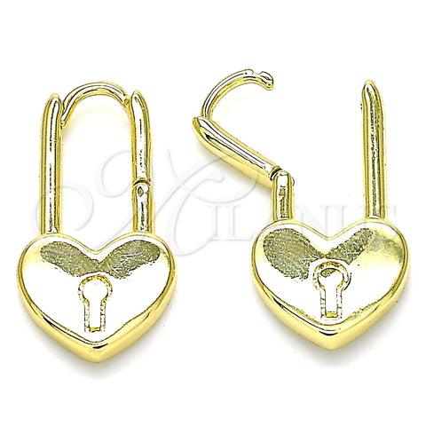 Argolla Huggie 02.362.0001.10 Oro Laminado, Diseño de Candado y Corazón, Pulido, Tono Dorado