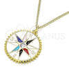 Collares con Dije 04.362.0002.20 Oro Laminado, con Blanca Zirconia Cubica, Esmaltado Multicolor, Tono Dorado (02 MM Thickness, 20 Inches Length)