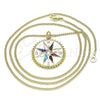 Collares con Dije 04.362.0002.20 Oro Laminado, con Blanca Zirconia Cubica, Esmaltado Multicolor, Tono Dorado (02 MM Thickness, 20 Inches Length)