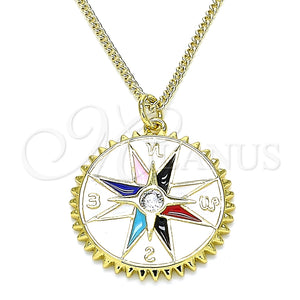 Collares con Dije 04.362.0002.20 Oro Laminado, con Blanca Zirconia Cubica, Esmaltado Multicolor, Tono Dorado (02 MM Thickness, 20 Inches Length)