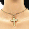 Dije Religioso 05.213.0078 Oro Laminado, Diseño de Crucifijo, Pulido, Tono Dorado
