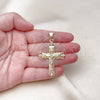 Dije Religioso 05.213.0078 Oro Laminado, Diseño de Crucifijo, Pulido, Tono Dorado