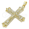 Dije Religioso 05.213.0078 Oro Laminado, Diseño de Crucifijo, Pulido, Tono Dorado