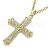 Dije Religioso 05.213.0078 Oro Laminado, Diseño de Crucifijo, Pulido, Tono Dorado