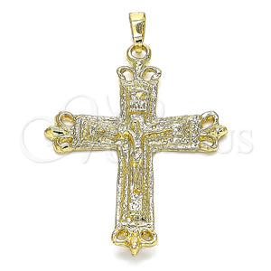 Dije Religioso 05.213.0078 Oro Laminado, Diseño de Crucifijo, Pulido, Tono Dorado