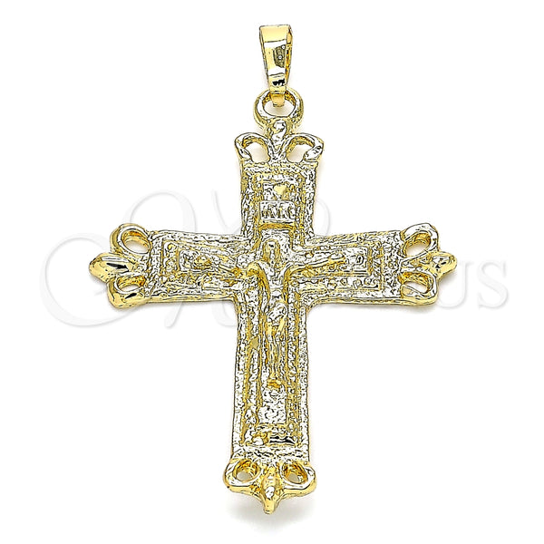 Dije Religioso 05.213.0078 Oro Laminado, Diseño de Crucifijo, Pulido, Tono Dorado