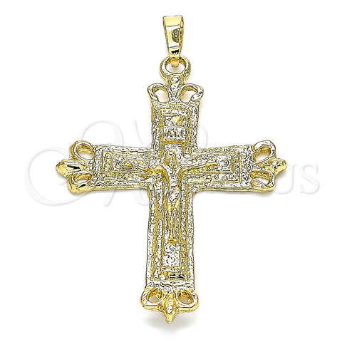 Dije Religioso 05.213.0078 Oro Laminado, Diseño de Crucifijo, Pulido, Tono Dorado