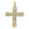 Dije Religioso 05.213.0078 Oro Laminado, Diseño de Crucifijo, Pulido, Tono Dorado
