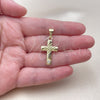 Dije Religioso 05.213.0079 Oro Laminado, Diseño de Cruz, con Zirconia Cubica Blanca, Pulido, Tono Dorado