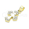 Dije Religioso 05.213.0087 Oro Laminado, Diseño de Cruz, con Blanca Cristal, Pulido, Tono Dorado