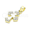 Dije Religioso 05.213.0087 Oro Laminado, Diseño de Cruz, con Blanca Cristal, Pulido, Tono Dorado