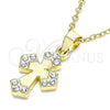 Dije Religioso 05.213.0087 Oro Laminado, Diseño de Cruz, con Blanca Cristal, Pulido, Tono Dorado