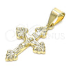 Dije Religioso 05.213.0088 Oro Laminado, Diseño de Crucifijo, Pulido, Tono Dorado