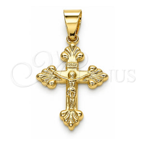 Dije Religioso 05.213.0088 Oro Laminado, Diseño de Crucifijo, Pulido, Tono Dorado