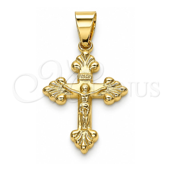 Dije Religioso 05.213.0088 Oro Laminado, Diseño de Crucifijo, Pulido, Tono Dorado