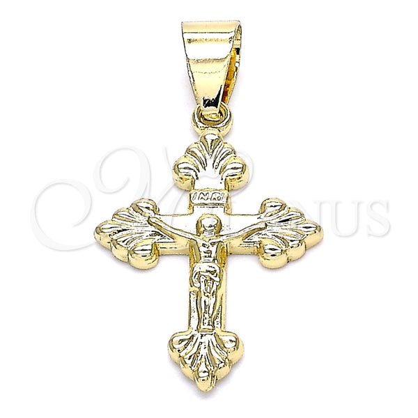 Dije Religioso 05.213.0088 Oro Laminado, Diseño de Crucifijo, Pulido, Tono Dorado