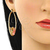 Argolla Grande 02.380.0051.3.50 Oro Laminado, Diseño de Elefante y Corazón, con Blanca and Negro Cristal, Resinado Rosado, Tono Dorado
