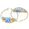Argolla Grande 02.380.0051.6.50 Oro Laminado, Diseño de Elefante y Corazón, con Blanca and Negro Cristal, Resinado Azul, Tono Dorado