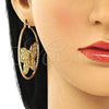 Argolla Grande 02.380.0055.50 Oro Laminado, Diseño de Mariposa, con Blanca Cristal, Diamantado, Tono Dorado