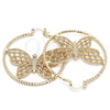Argolla Grande 02.380.0055.50 Oro Laminado, Diseño de Mariposa, con Blanca Cristal, Diamantado, Tono Dorado