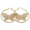 Argolla Grande 02.380.0055.50 Oro Laminado, Diseño de Mariposa, con Blanca Cristal, Diamantado, Tono Dorado