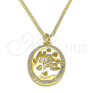 Collares con Dije 04.362.0004.20 Oro Laminado, Diseño de Corazón y Mama, con Blanca Micro Pave, Pulido, Tono Dorado (02 MM Thickness, 20 Inches Length)