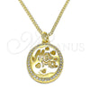 Collares con Dije 04.362.0004.20 Oro Laminado, Diseño de Corazón y Mama, con Blanca Micro Pave, Pulido, Tono Dorado (02 MM Thickness, 20 Inches Length)