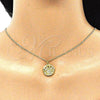 Collares con Dije 04.362.0007.20 Oro Laminado, Diseño de Corazón y Estrella, con Blanca and Negro Micro Pave, Pulido, Tono Dorado (02 MM Thickness, 20 Inches Length)