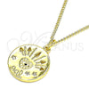 Collares con Dije 04.362.0007.20 Oro Laminado, Diseño de Corazón y Estrella, con Blanca and Negro Micro Pave, Pulido, Tono Dorado (02 MM Thickness, 20 Inches Length)