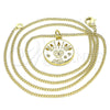 Collares con Dije 04.362.0007.20 Oro Laminado, Diseño de Corazón y Estrella, con Blanca and Negro Micro Pave, Pulido, Tono Dorado (02 MM Thickness, 20 Inches Length)