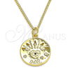 Collares con Dije 04.362.0007.20 Oro Laminado, Diseño de Corazón y Estrella, con Blanca and Negro Micro Pave, Pulido, Tono Dorado (02 MM Thickness, 20 Inches Length)