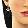 Argolla Huggie 02.362.0003.12 Oro Laminado, Diseño de Estrella, Esmaltado Blanco, Tono Dorado