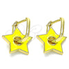 Argolla Huggie 02.362.0003.2.12 Oro Laminado, Diseño de Estrella y Paperclip, Esmaltado Amarillo, Tono Dorado