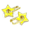 Argolla Huggie 02.362.0003.2.12 Oro Laminado, Diseño de Estrella y Paperclip, Esmaltado Amarillo, Tono Dorado