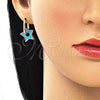 Argolla Huggie 02.362.0003.3.12 Oro Laminado, Diseño de Estrella, Esmaltado Azul, Tono Dorado