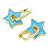 Argolla Huggie 02.362.0003.3.12 Oro Laminado, Diseño de Estrella, Esmaltado Azul, Tono Dorado