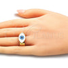 Anillo Elegante 01.313.0006 Oro Laminado, Diseño de Ojo Griego, Esmaltado Blanco, Tono Dorado (One size fits all)