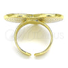 Anillo Elegante 01.313.0008 Oro Laminado, Diseño de Ojo Griego y Corazón, Esmaltado Rojo, Tono Dorado (One size fits all)
