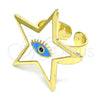 Anillo Elegante 01.313.0009 Oro Laminado, Diseño de Ojo Griego y Estrella, Esmaltado Blanco, Tono Dorado (One size fits all)