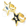 Anillo Elegante 01.313.0009 Oro Laminado, Diseño de Ojo Griego y Estrella, Esmaltado Blanco, Tono Dorado (One size fits all)